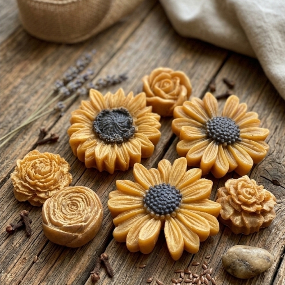 Handcrafted Sunflower & Rose Wax Melts - Golden Yellow